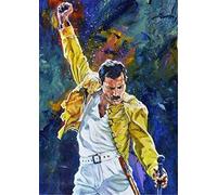 HKFLD Peinture diamant 3D Freddy Mercury Singer Poster DIY Kit de broderie diamant carré/rond au point de croix Décoration d'intérieur 6k119g50x60CM