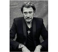 HKFLD Peinture diamant 5D à faire soi-même, portrait de Johnny Hallyday, chanteur français, mosaïque diamant, broderie diamant 3D 6k272g40x50CM