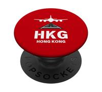 HKG Airport Hong Kong Avion atterrissant sur Piste PopSockets PopGrip Adhésif