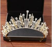 HKGYTRBN Diadème de Reine Vintage en Or, Couronne de Strass en Cristal, Bijoux de Cheveux de mariée, Accessoires de Cheveux de Mariage