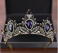 HKGYTRBN Diadème de Reine Vintage en Or, Couronne de Strass en Cristal, Bijoux de Cheveux de mariée, Accessoires de Cheveux de Mariage