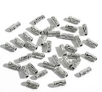 HKGYTRBN Fournitures de Fabrication de Bijoux, Perles en métal argenté, Breloques tubulaires pour Bricolage, 50/100 pièces de 5 à 12 mm
