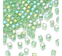 HKGYTRBN Kit de Fabrication de Bijoux, Perles carrées en Cristal, Cubes en Verre, pour Bracelets et Colliers, 50 pièces de 4/6/8 mm