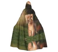 HKHLHLH Art Lion Longue cape à capuche unisexe pour Halloween, déguisements, bal masqué