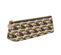 HKHLHLH Basset Hound Étui en cuir avec fermeture éclair pour enfants pour l'école et le bureau, blanc, Taille unique, Trousse de maquillage