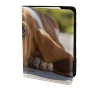 HKHLHLH Basset Hound Printing Étui pour passeport de 14 cm avec organiseur de cartes de crédit pour voyage, Noir , Taille unique