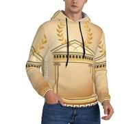 HKHLHLH Bâtiment antique avec branche d'olivier romaine et imprimé grec, pull à capuche pour homme, coupe ample avec cordon de serrage, sweat à capuche doux avec poche, Noir , XL