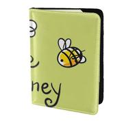 HKHLHLH Bee Love Honey Printing Étui pour passeport de 14 cm avec organiseur de cartes de crédit pour voyage, Noir , Taille unique