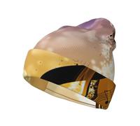 HKHLHLH Bonnet tricoté avec notes de musique pour piano et violon - Bonnet tricoté doux - Pour homme et femme - Chaud - Unisexe - Rayé - Noir