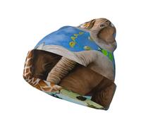 HKHLHLH Bonnet tricoté éléphant et girafe Bonnet tendance Bonnet tricoté souple Bonnet tête de mort pour hommes femmes chaud unisexe rayé bonnet en tricot noir