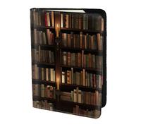 HKHLHLH Book Room Étui de passeport avec impression de bibliothèque mystérieuse de 14 cm avec organiseur de cartes de crédit pour voyage, Noir , Taille unique