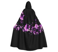 HKHLHLH Cape à capuche unisexe avec motif papillon violet pour Halloween, déguisement, bal masqué