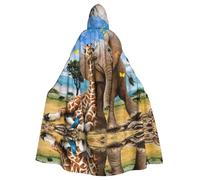 HKHLHLH Cape longue à capuche unisexe éléphant et girafe pour Halloween, déguisement, bal masqué