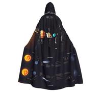 HKHLHLH Cape longue unisexe à capuche avec système solaire Jupiter Saturne pour Halloween, déguisement, bal masqué