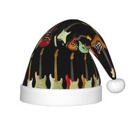 HKHLHLH Chapeau de Père Noël chantant avec motif guitare artistique, chapeau de Noël pour spectacles sur scène et événements scolaires, chapeau d'anniversaire de Noël