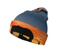 HKHLHLH Chapeau tricoté éléphant africain tendance bonnet tricoté souple bonnet tête de mort pour hommes femmes chaud unisexe rayé bonnet en tricot noir