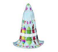 HKHLHLH Coloré Happy Birthday Cupcakes Costume de sorcière vampire sorcier cape à capuche pour adolescents bal masqué Halloween fête cosplay