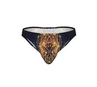 HKHLHLH Culotte de bikini pour homme avec note de musique dorée avec étoiles brillantes imprimées, culotte sexy taille basse, culotte souple pour homme cadeau, Noir , XXL