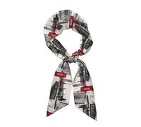 HKHLHLH Écharpe en satin rouge pour femme Motif cabine téléphonique Londres