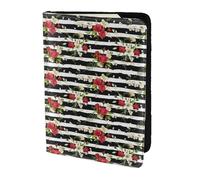HKHLHLH Étui à passeport avec imprimé de roses rouges et noires et blanches de 14 cm avec organiseur de documents et cartes de crédit pour voyage, Noir , Taille unique