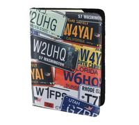 HKHLHLH Étui de passeport avec impression de plaque d'immatriculation de 14 cm avec organiseur de cartes de crédit pour voyage, Noir , Taille unique