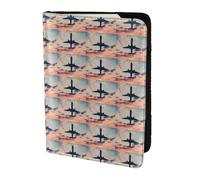 HKHLHLH Étui de passeport avec porte-cartes de crédit pour voyage Motif avion, coucher de soleil et ciel 14 cm, Noir , Taille unique