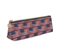 HKHLHLH Étui en cuir avec motif drapeau américain indépendance du 4 juillet avec fermeture éclair et porte-stylo pratique pour enfants pour l'école et le bureau, blanc, Taille unique, Trousse de