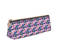 HKHLHLH Étui en cuir patriotique du 4 juillet imprimé drapeau américain avec fermeture éclair et porte-stylo pratique pour enfants pour l'école et le bureau, blanc, Taille unique, Trousse de