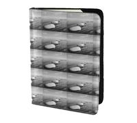 HKHLHLH Étui pour passeport avec impression d'images de pierres zen grises de 14 cm avec organiseur de cartes de crédit pour voyage, Noir , Taille unique