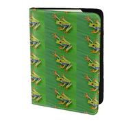 HKHLHLH Étui pour passeport avec imprimé grenouille et feuilles vertes de 14 cm avec organiseur de cartes de crédit pour voyage, Noir , Taille unique