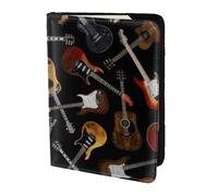HKHLHLH Étui pour passeport imprimé guitares de 14 cm avec organiseur de cartes de crédit pour voyage, Noir , Taille unique