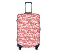 HKHLHLH Flamingo1 Housse de valise élastique imprimée avec fermeture éclair invisible sur le côté imprimé protège les bagages des rayures de la poussière, blanc, M