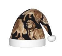 HKHLHLH Golden Retrievers Chapeau de Père Noël chantant, chapeau de Noël pour spectacles sur scène et événements scolaires, chapeau d'anniversaire de Noël