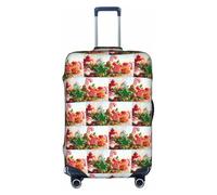 HKHLHLH Housse de valise élastique avec fermeture éclair invisible sur le côté imprimé Bonbon en pain d'épice Protège les bagages de la poussière des rayures, blanc, M
