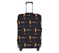 HKHLHLH Housse de valise élastique avec fermeture éclair invisible sur le côté imprimé Jupiter Saturn - Protège les bagages de la poussière et des rayures, blanc, S