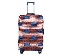 HKHLHLH Housse de valise élastique avec imprimé drapeau américain indépendance du 4 juillet avec fermeture éclair invisible sur le côté imprimé, protège les bagages de la poussière des rayures, blanc