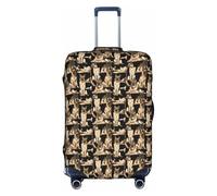 HKHLHLH Housse de valise élastique imprimée berger allemand avec fermeture éclair invisible sur le côté imprimé, protège les bagages de la poussière des rayures, blanc, L