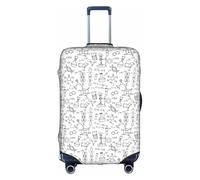 HKHLHLH Housse de valise élastique imprimée chimie avec fermeture éclair invisible sur le côté imprimé protège les bagages de la poussière des rayures, blanc, M