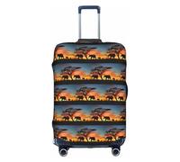 HKHLHLH Housse de valise élastique imprimée éléphant africain avec fermeture éclair invisible sur le côté imprimé, protège les bagages de la poussière des rayures, blanc, M