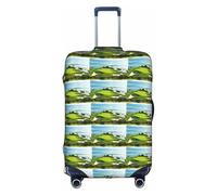 HKHLHLH Housse de valise élastique imprimée sur le terrain de golf avec fermeture éclair invisible sur le côté imprimé, protège les bagages de la poussière des rayures, blanc, S