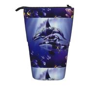 HKHLHLH Killer Whale Trousse à crayons télescopique sur pied pour filles, garçons, étudiants, Noir , Taille unique, Organiseur de sac