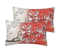 HKHLHLH Lot de 2 taies d'oreiller en imitation lin avec réflexion du soleil, douces, durables, respirantes et rafraîchissantes pour toutes les saisons