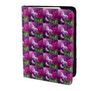 HKHLHLH Magnifique étui pour passeport de 14 cm avec imprimé floral et papillon violet avec organiseur de cartes de crédit pour voyage, Noir , Taille unique
