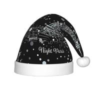 HKHLHLH Night Paris Tour Eiffel Chapeau de Père Noël chantant Chapeau de Noël pour spectacles sur scène et événements scolaires Chapeau d'anniversaire Chapeau de Noël