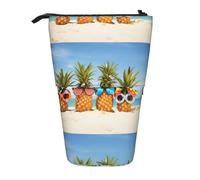 HKHLHLH Ocean Beach Trousse à crayons télescopique avec motif ananas pour filles, garçons, étudiants, Noir , Taille unique, Organiseur de sac