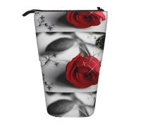 HKHLHLH Red Rose2 Trousse à crayons télescopique avec support pour stylos et cosmétiques Pour filles garçons étudiants, Noir , Taille unique, Organiseur de sac