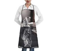 HKHLHLH Tablier de cuisine unisexe avec motif de chat - Avec grande poche - Lavable en machine - Pour pâtisserie, dessin, barbecue