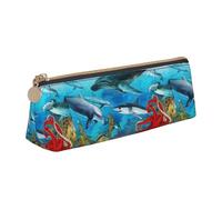 HKHLHLH Trousse à crayons multifonction pour enfants, motif dauphins, tortue de mer, requin, pieuvre, récif corallien, pour l'école, le travail, les voyages, blanc, Taille unique, Organiseur de sac