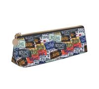 HKHLHLH Trousse à crayons multifonction pour enfants, motif plaque d'immatriculation pour l'école, le travail, les voyages, blanc, Taille unique, Organiseur de sac