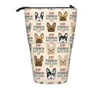 HKHLHLH Trousse à crayons télescopique avec inscription « I Love French Bulldog » pour filles, garçons, étudiants, Noir , Taille unique, Organiseur de sac